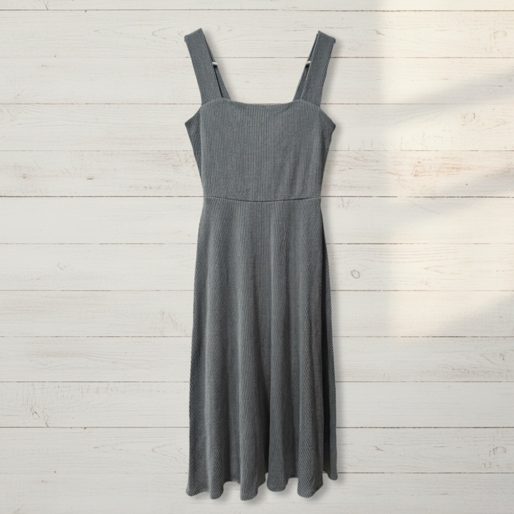 Nine Britton Stitch Fix Sleeveless Square Neck Ribbed Midi Dress Blue Sz Medium - Picture 4 of 12